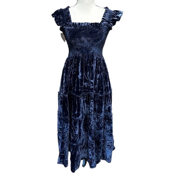 Hill House The Ellie Nap Dress in Navy Velvet - Picture 2 of 5